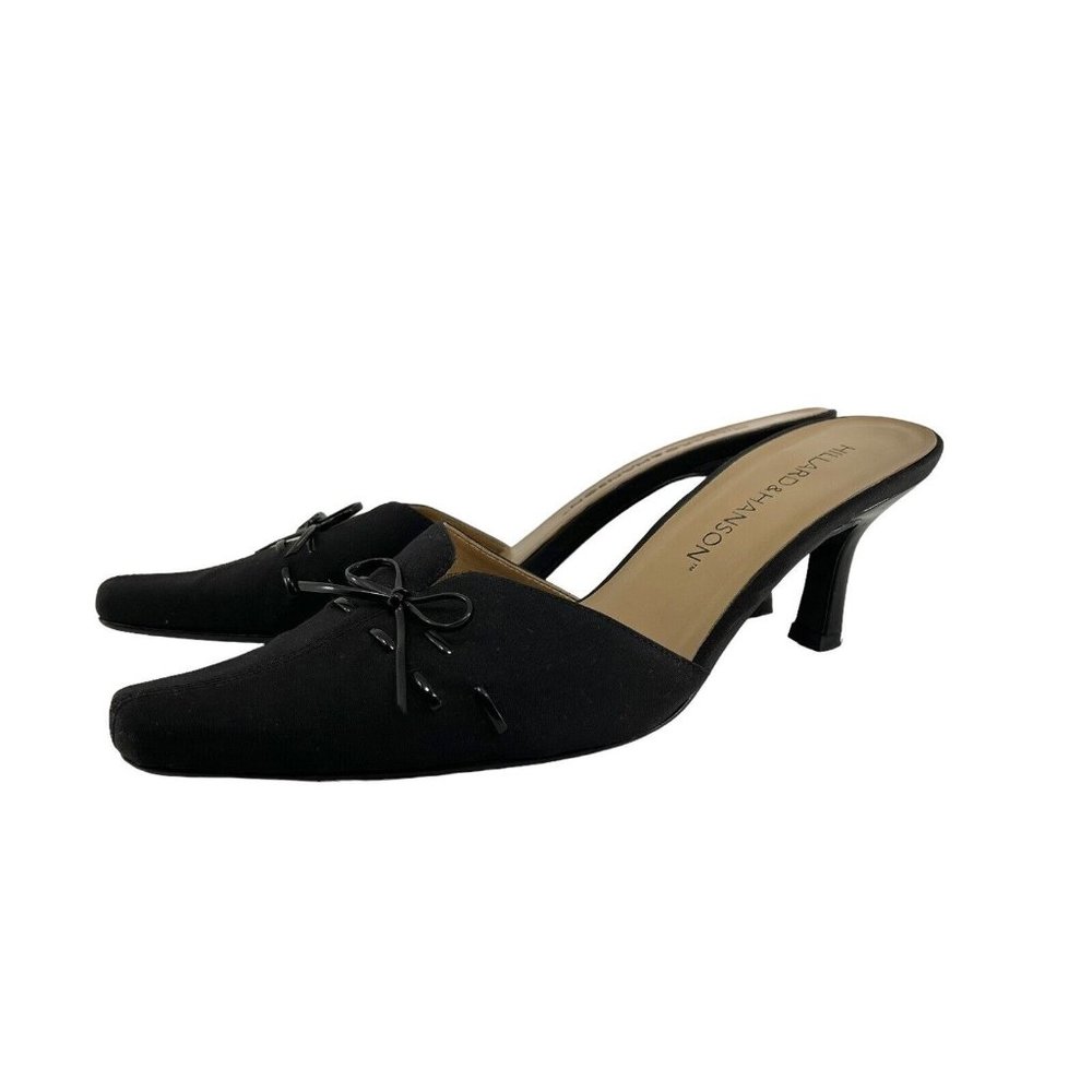hillard and hanson shoes size 8 black slip on heeled sandals